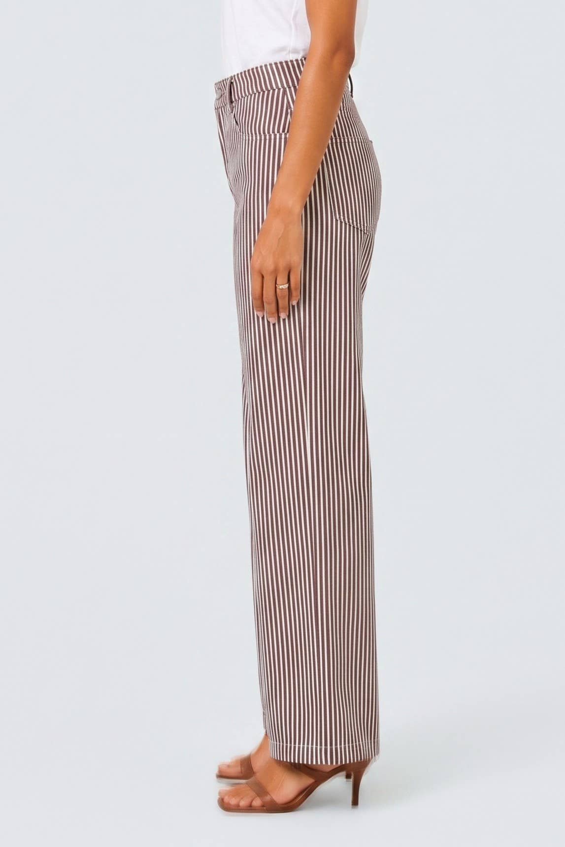 Brown Striped Straight Leg Pants