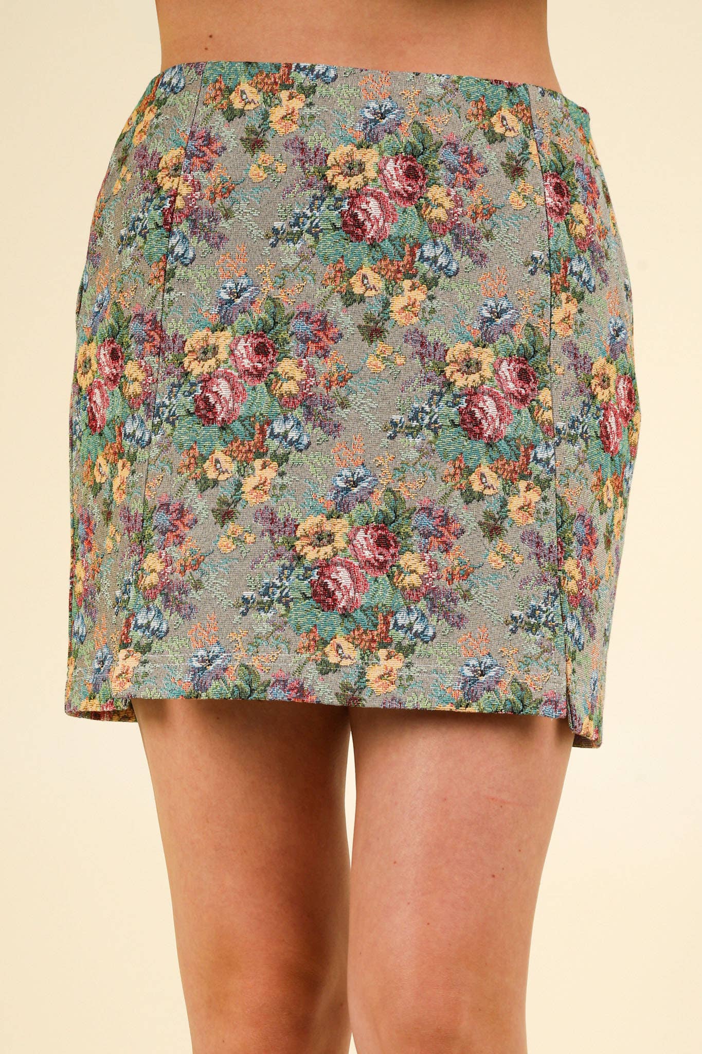 Floral Jacquard Mini Skirt