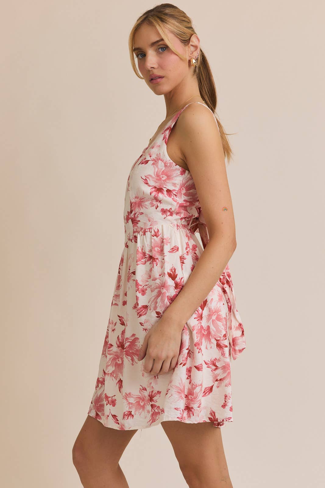 Red Roses Floral Mini Dress