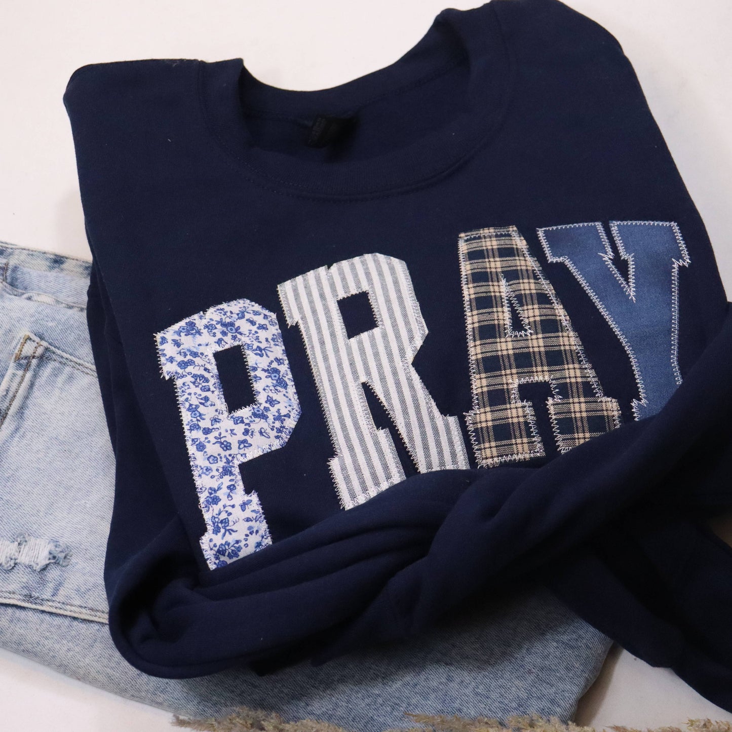 Navy Pray Patch Sweatshirt