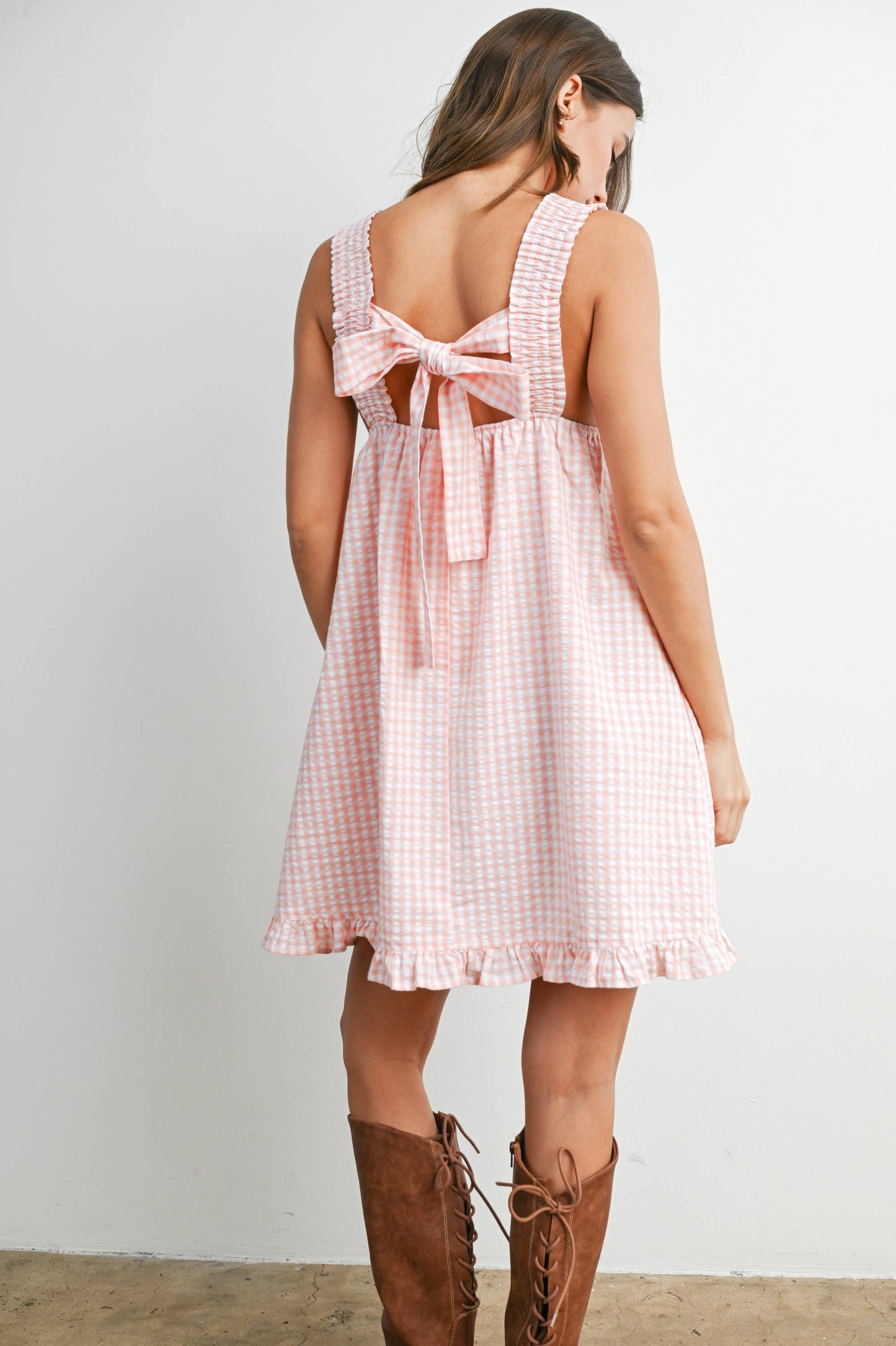 Pink Smocked Ruffle Hem Dress