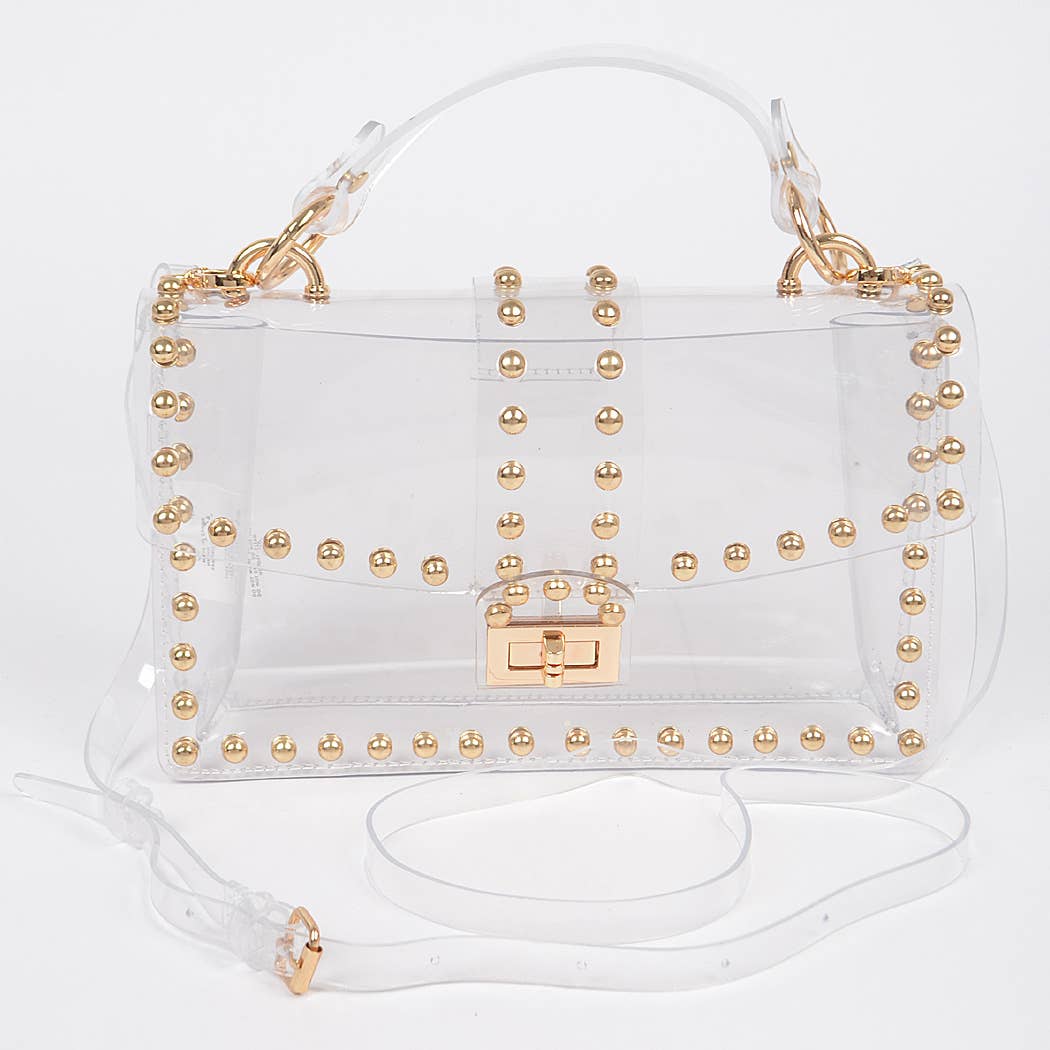 Metal Studded Clear Crossbody Bag
