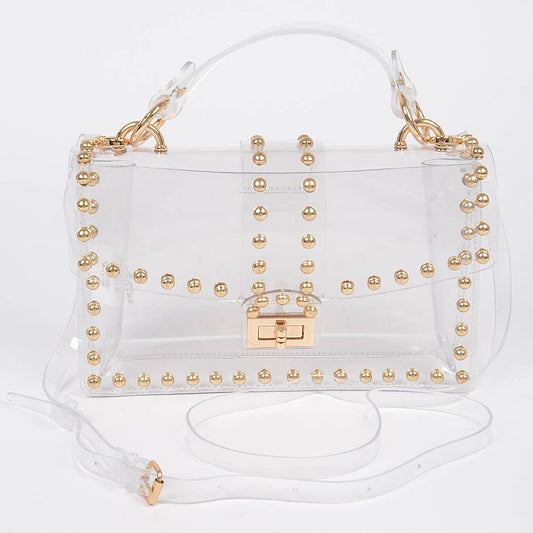 Metal Studded Clear Crossbody Bag