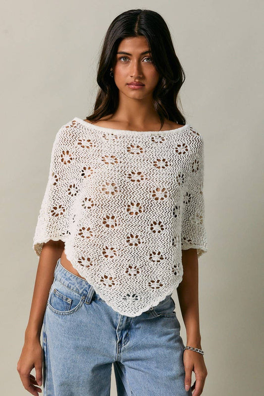 Cream Crochet Poncho