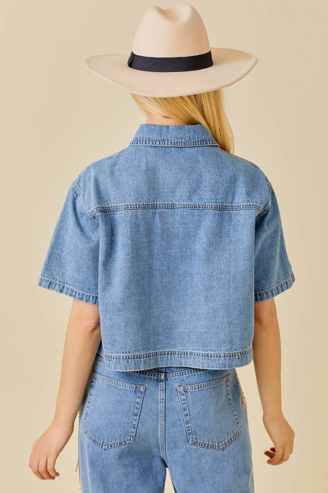 Rhinestone Cowgirl Denim Top
