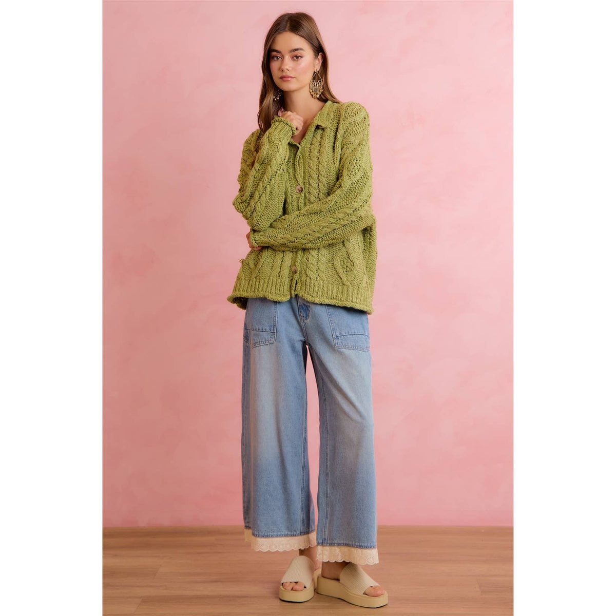 Crochet Lace Trim Jeans