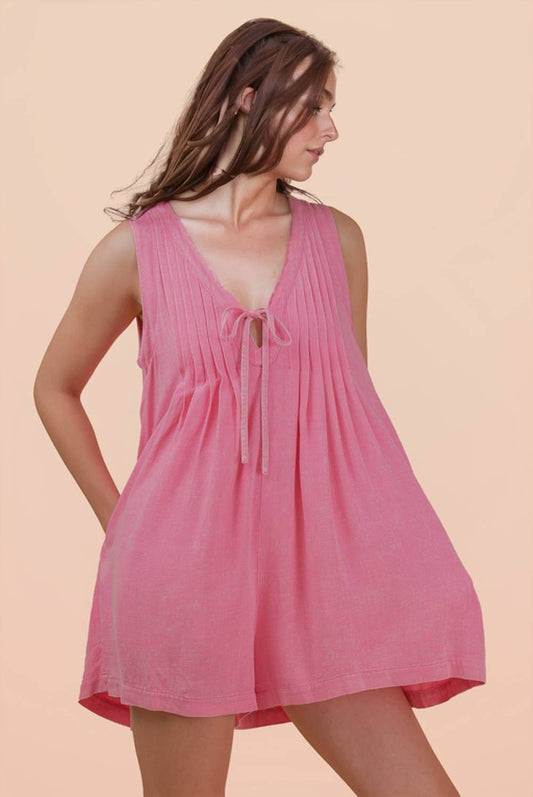 Pink Mineral Washed Romper