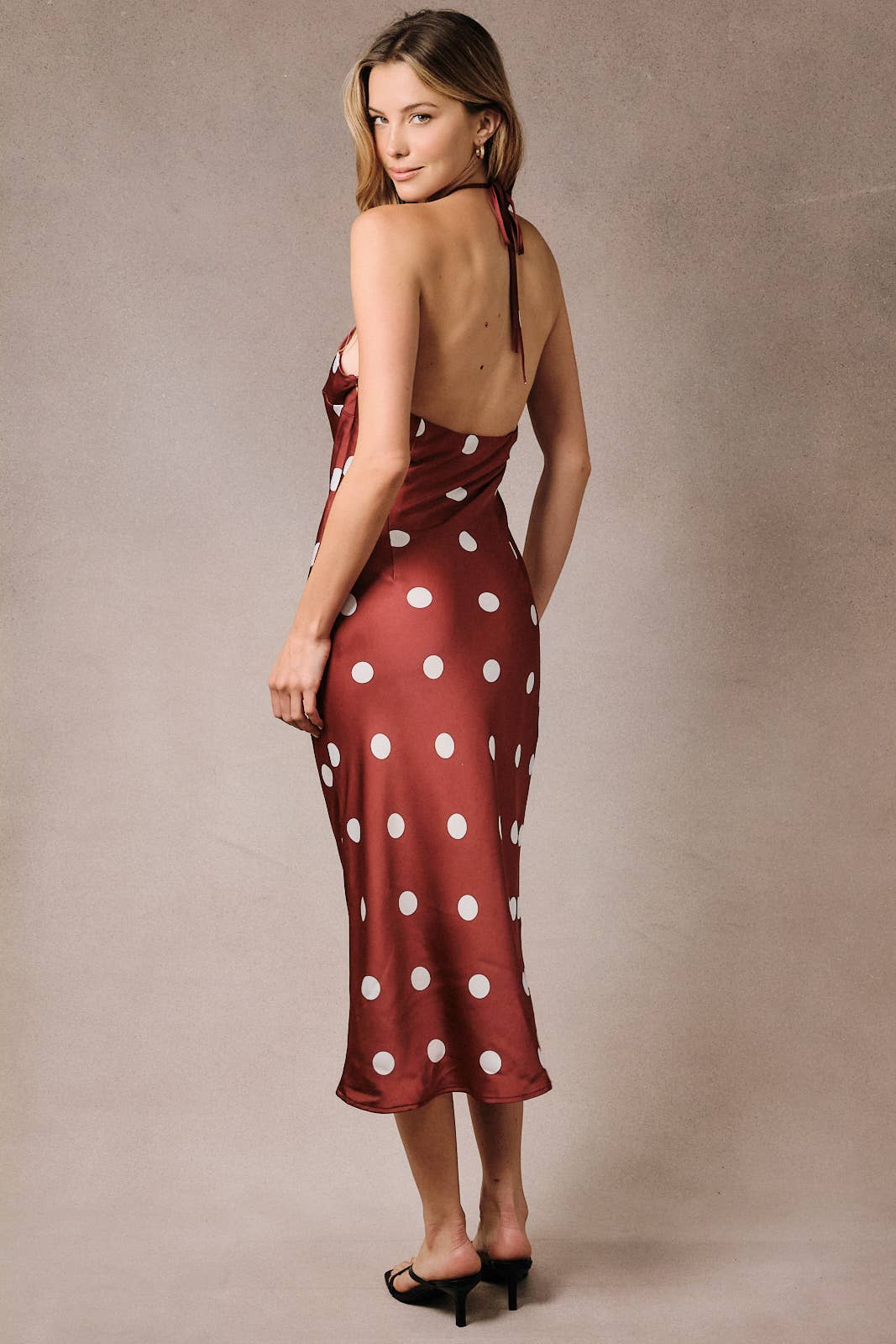 Wine Dot Midi Dress