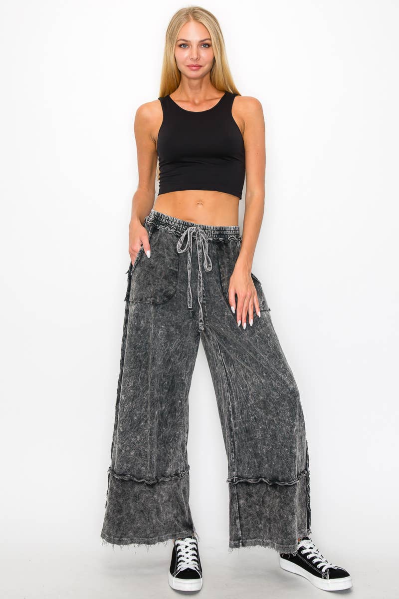 Ash Black Frayed Pants
