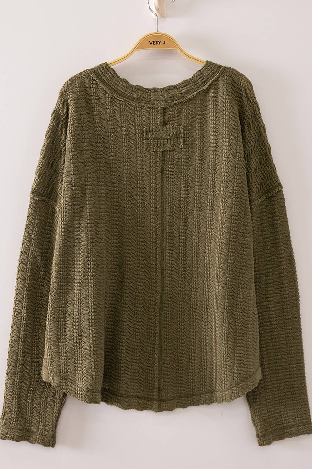 Weave V-Neck Top - OLIVE
