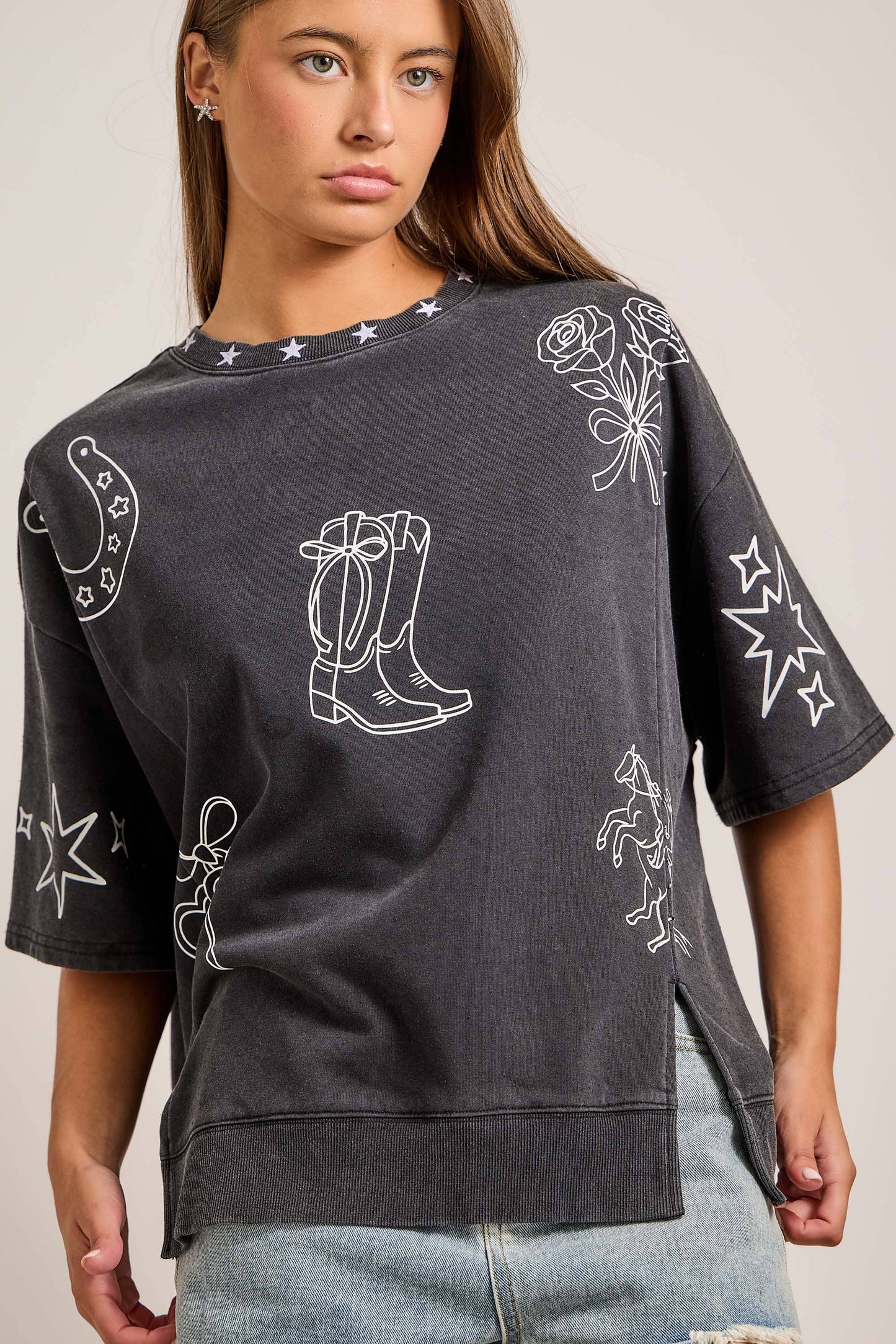 Western Edge Oversized Top