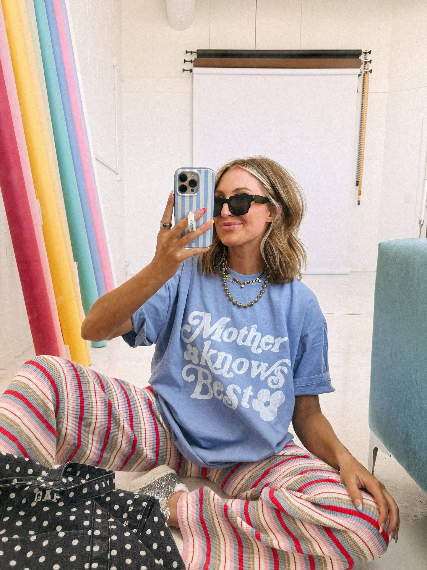 Mother Knows Best Tee - Blue