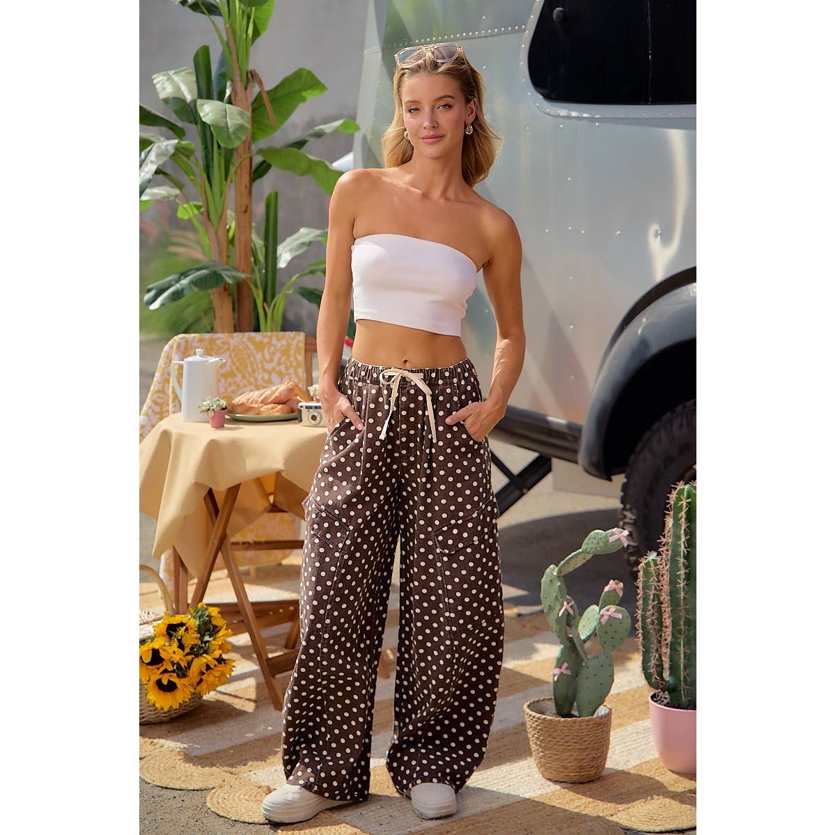 Brown Polka Dot Cargo Pants