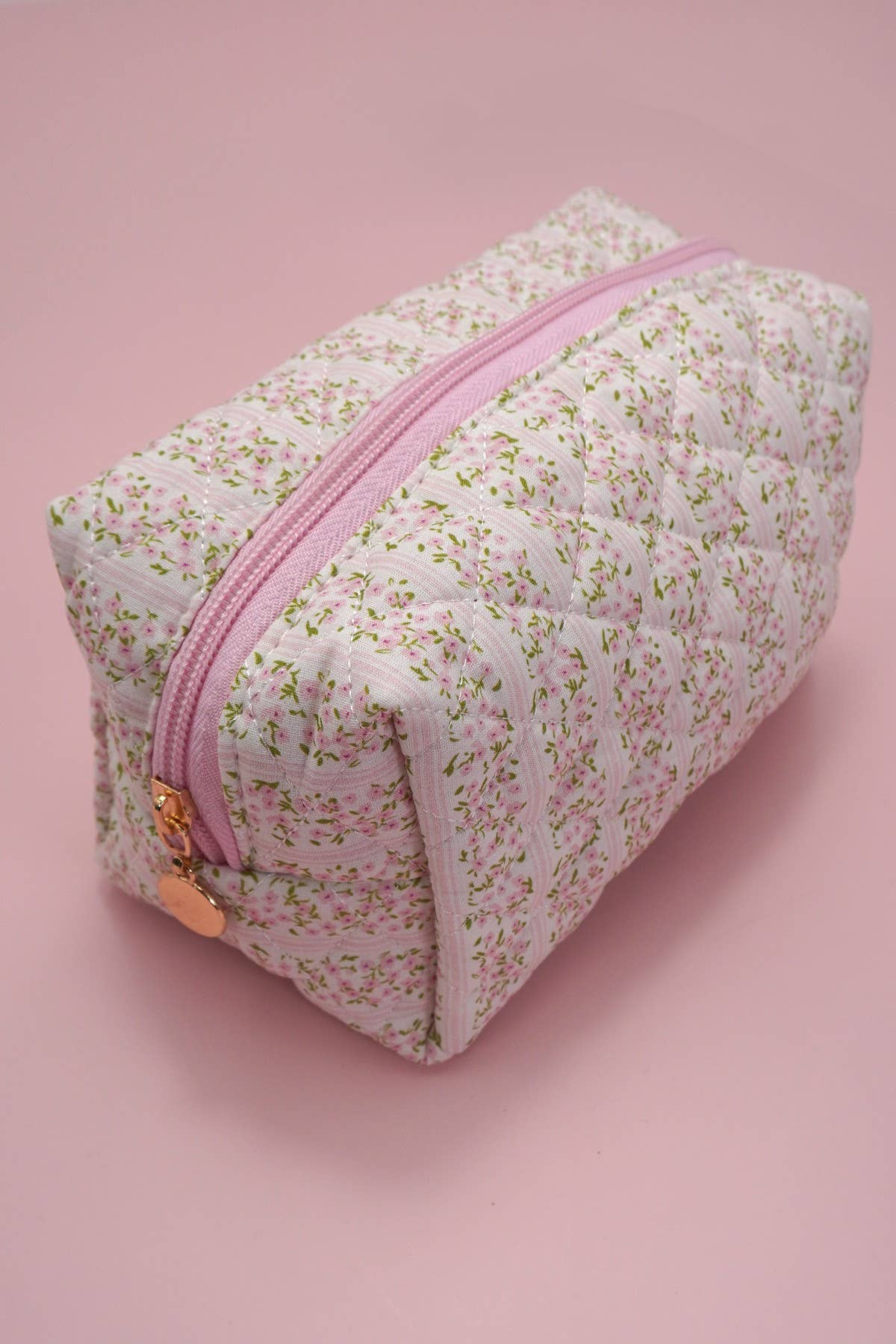 Floral Quilted Cosmetic Bag