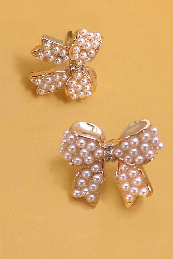Mini Pearl Bow Stud Earrings