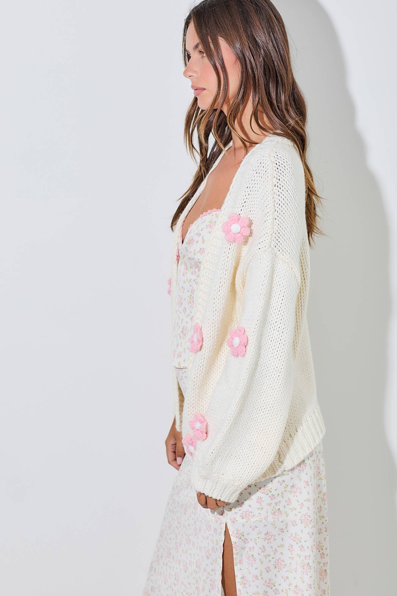 Crochet Flower Knit Cardigan