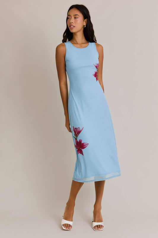 Tropical Flower Midi Dress