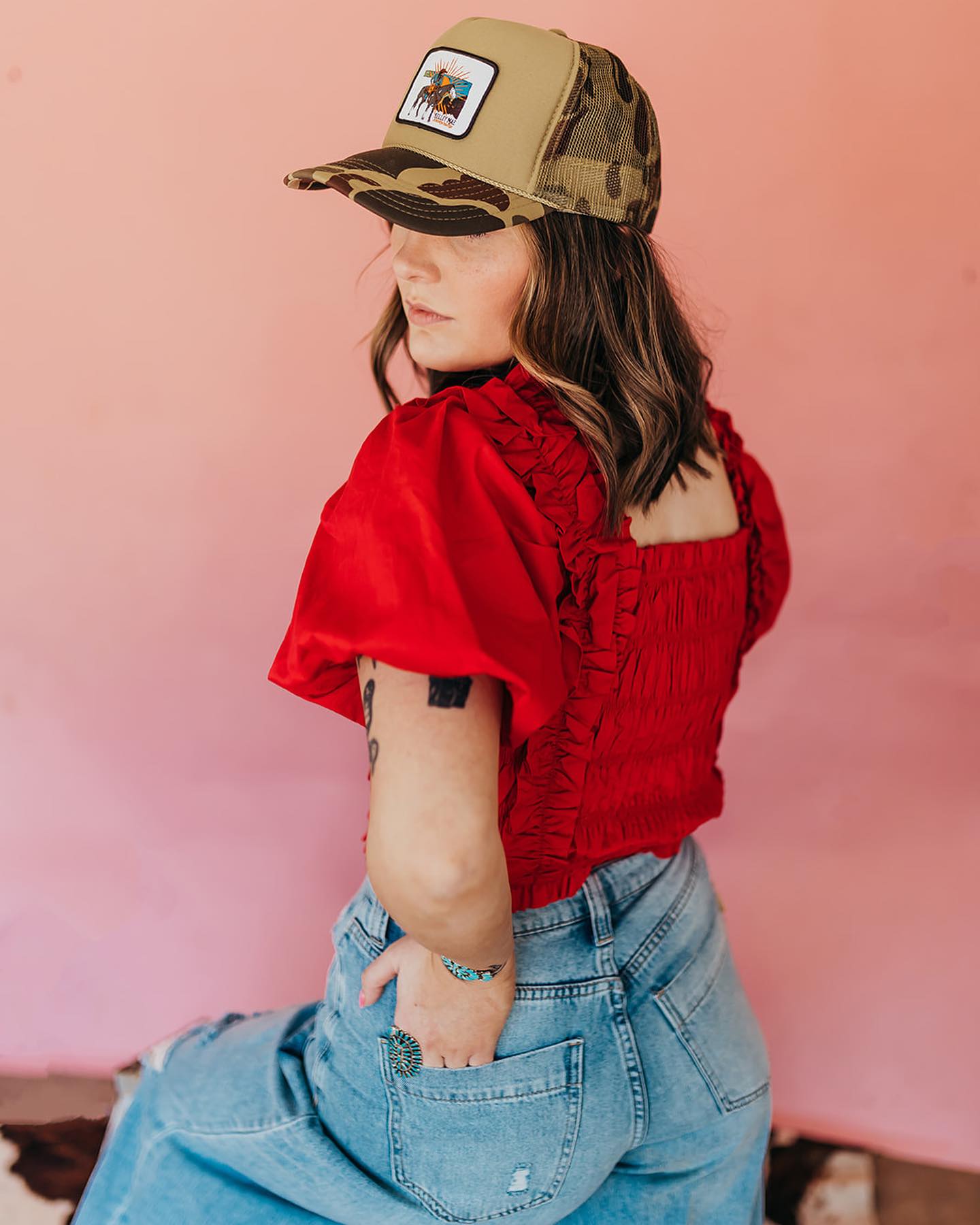 Cherry Red Puff Sleeve Top