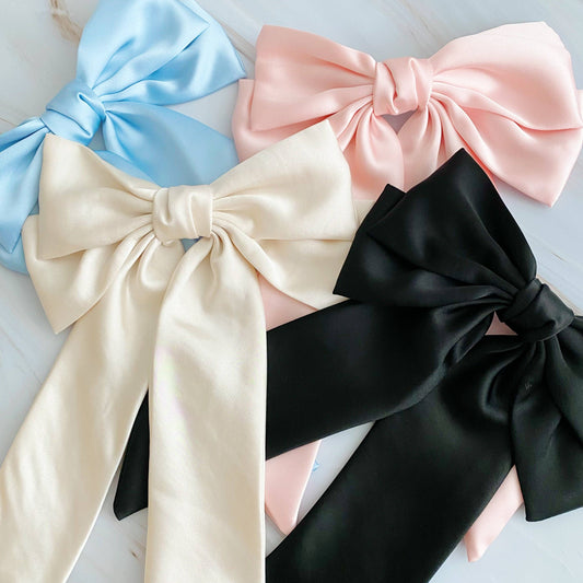 Doubled Satin Bow Hair Clips