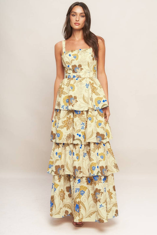 Tiered Tapestry Maxi Dress