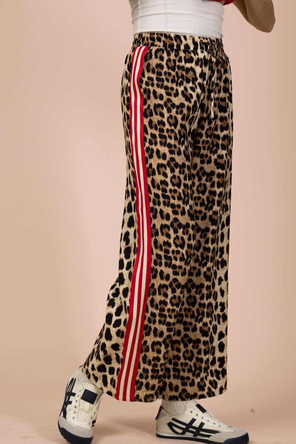 Side Stripe Leopard Pants