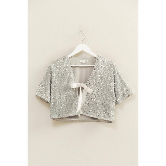 Silver Sequined Crop Top