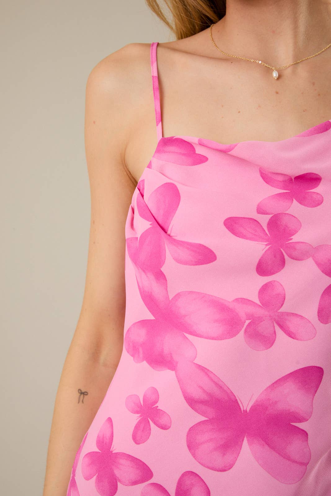 Pink Butterfly Midi Dress