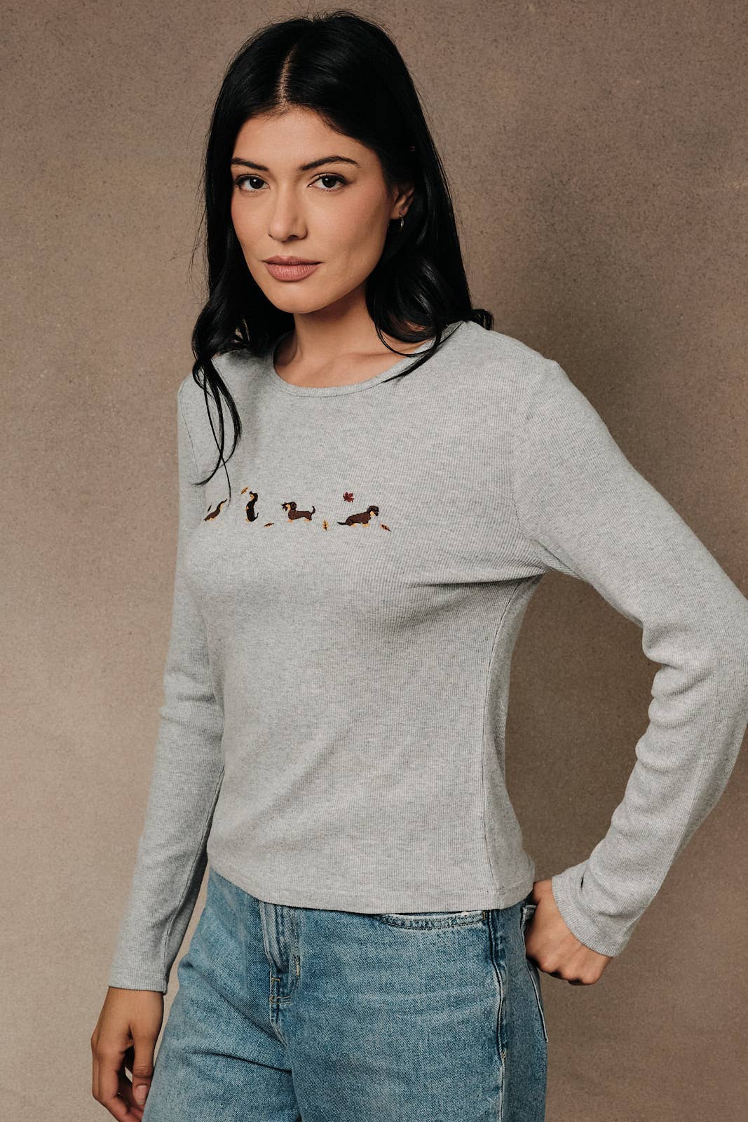Fall Dog Ribbed Top