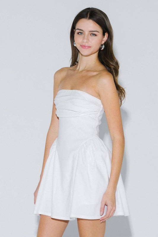 Ruched Strapless Mini Dress