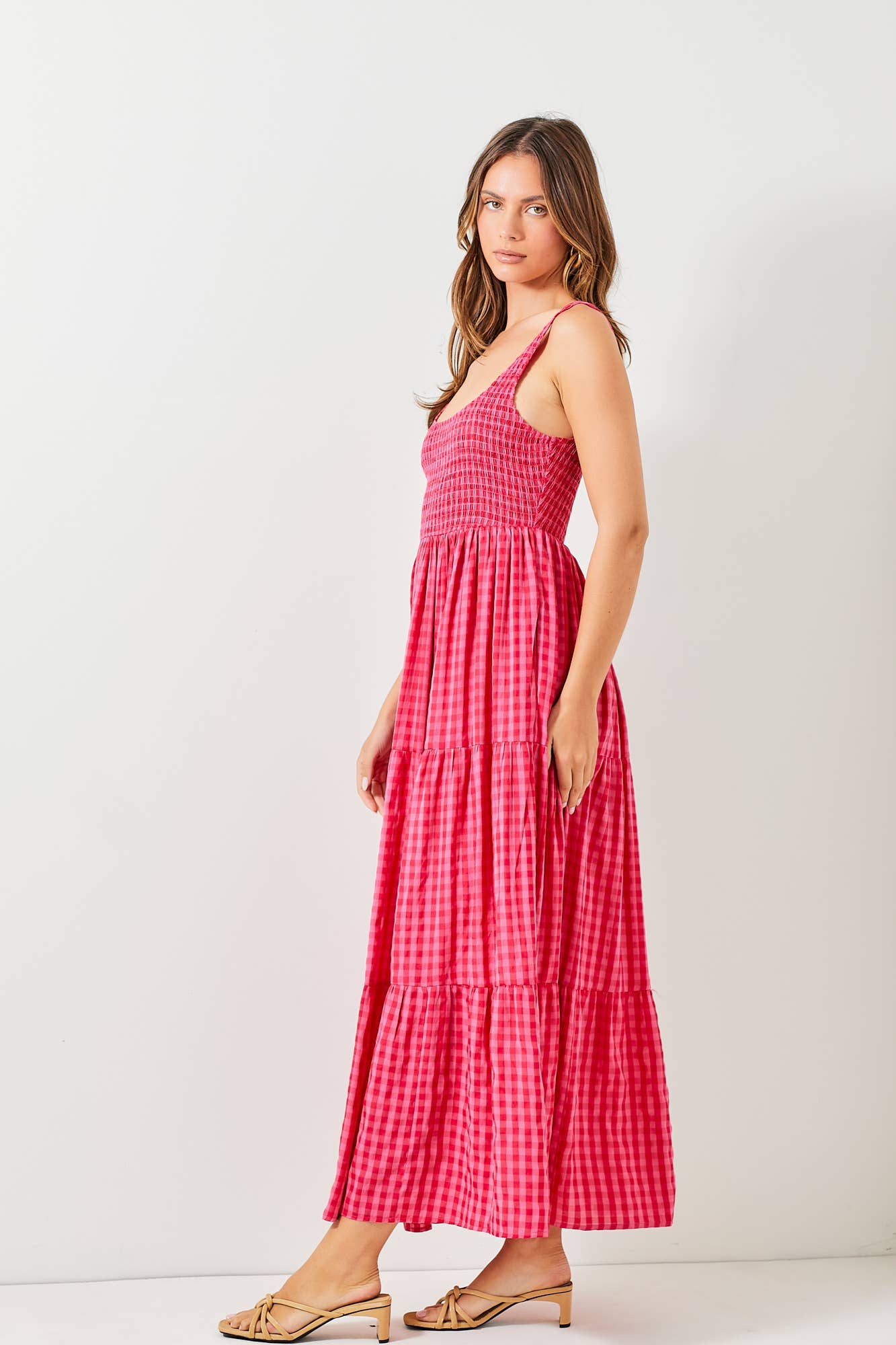 Fuchsia Gingham Maxi Dress