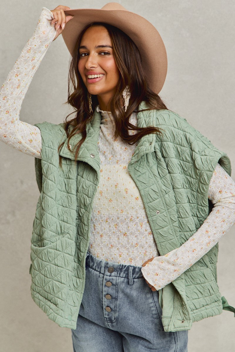 Mint Green Quilted Vest