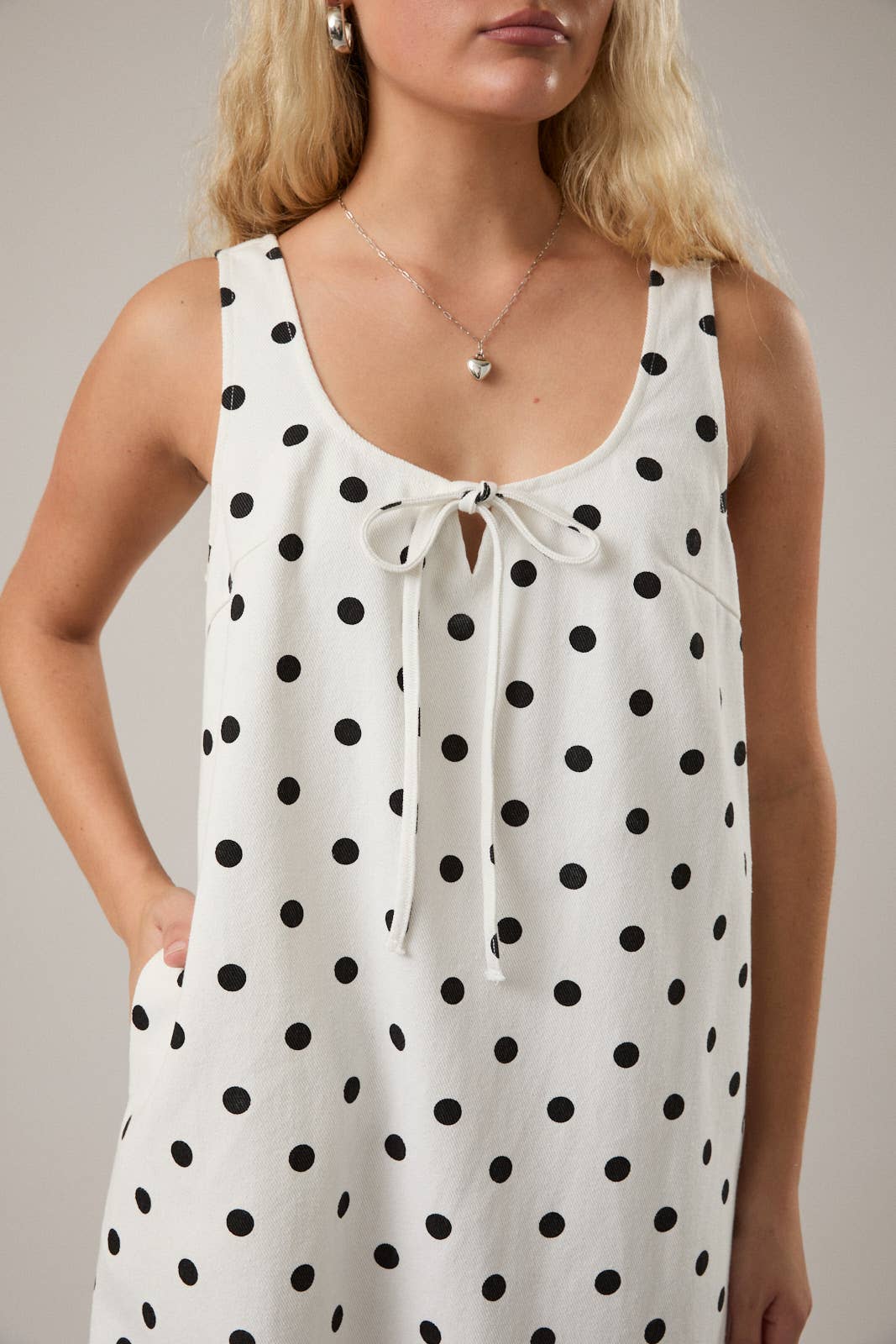 Polka Dot Denim Mini Dress