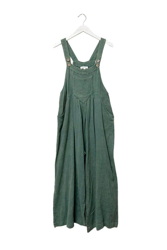 Sage Green Wide Leg Overalls