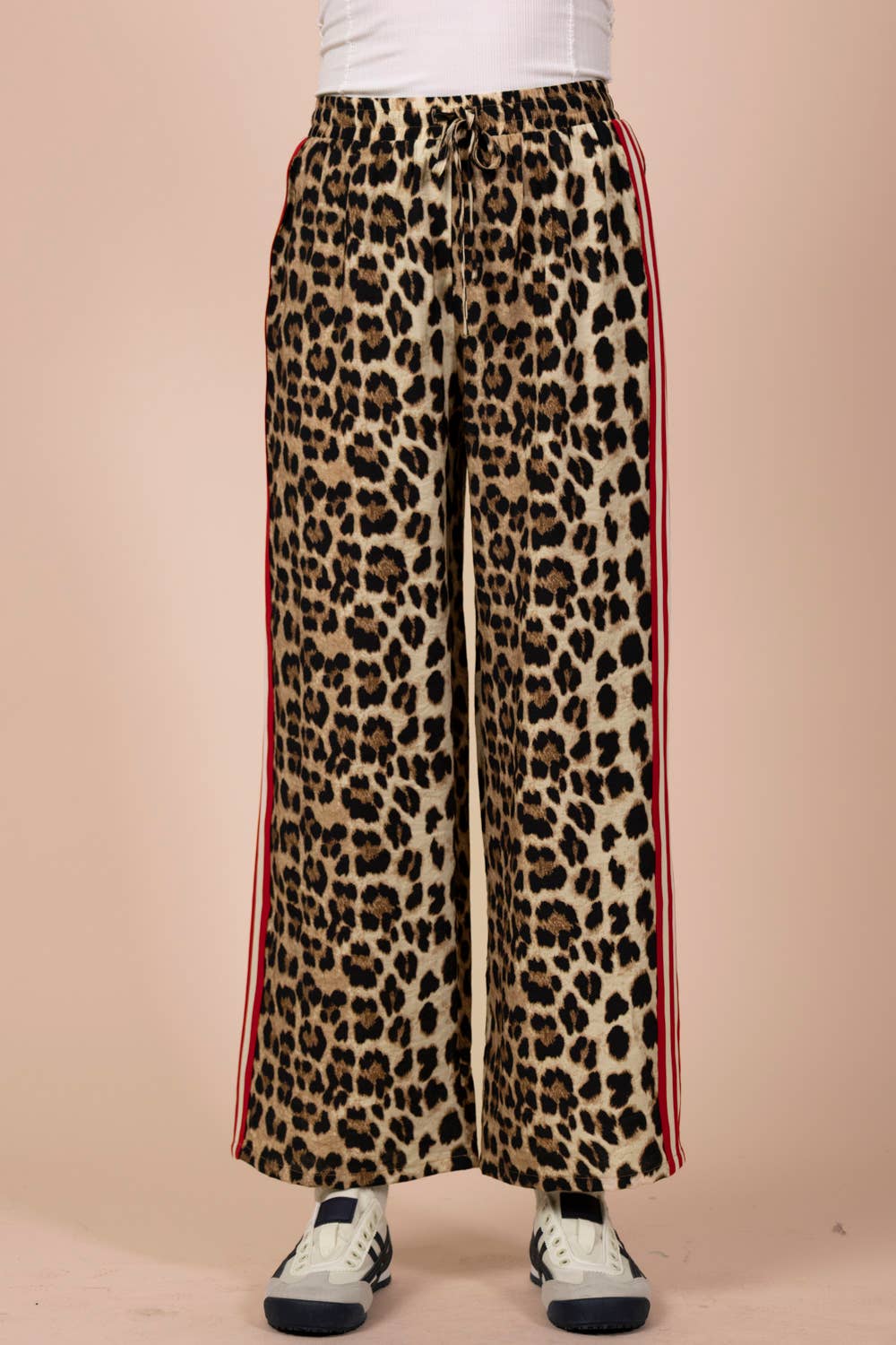 Side Stripe Leopard Pants