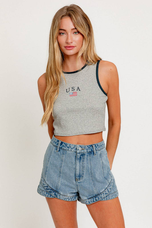 USA Grey Tank Top