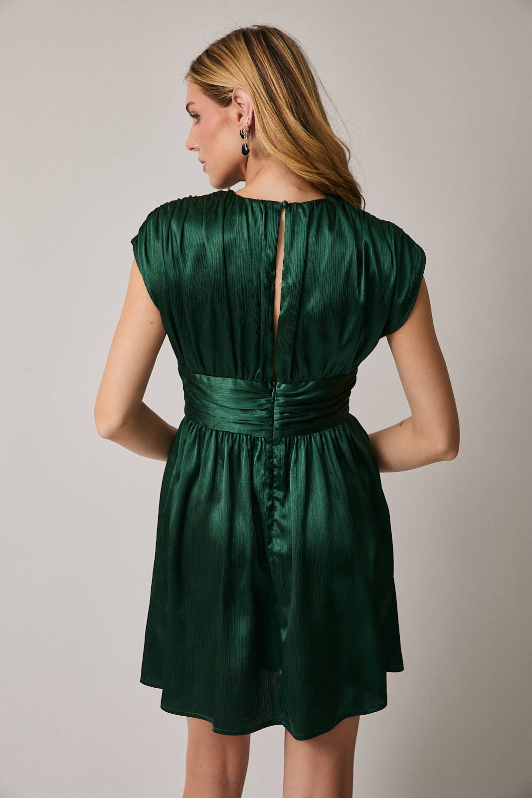 Emerald Satin Mini Dress
