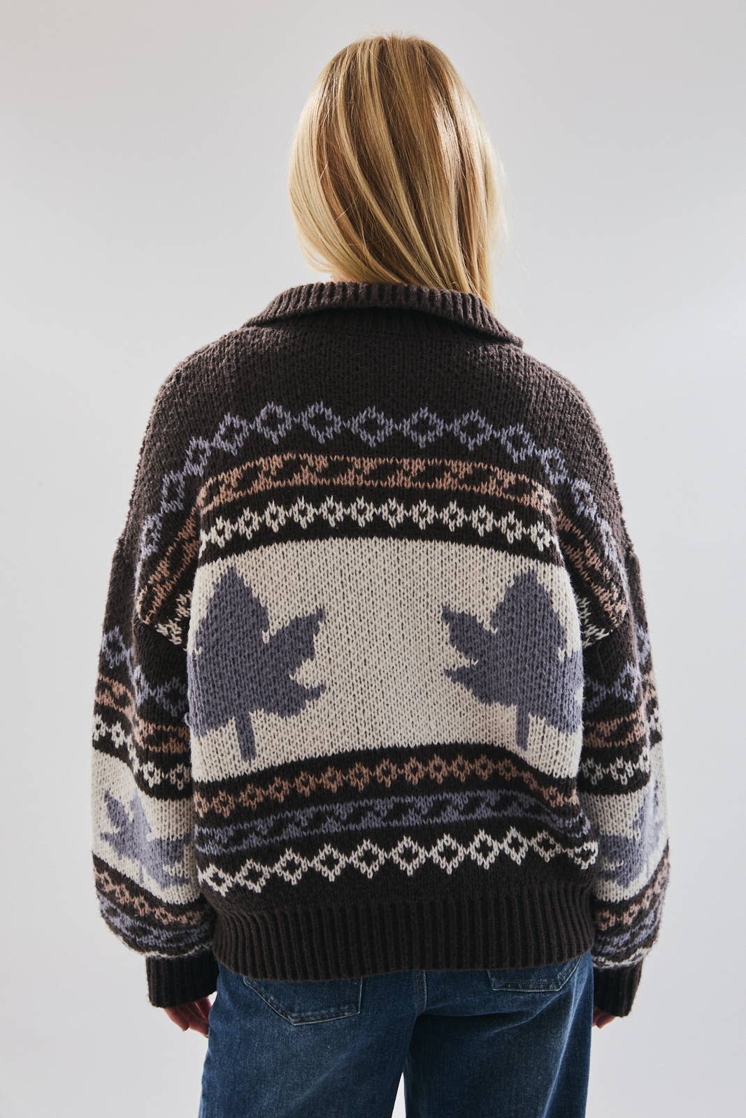 Winter Leaves Collared Sweater
