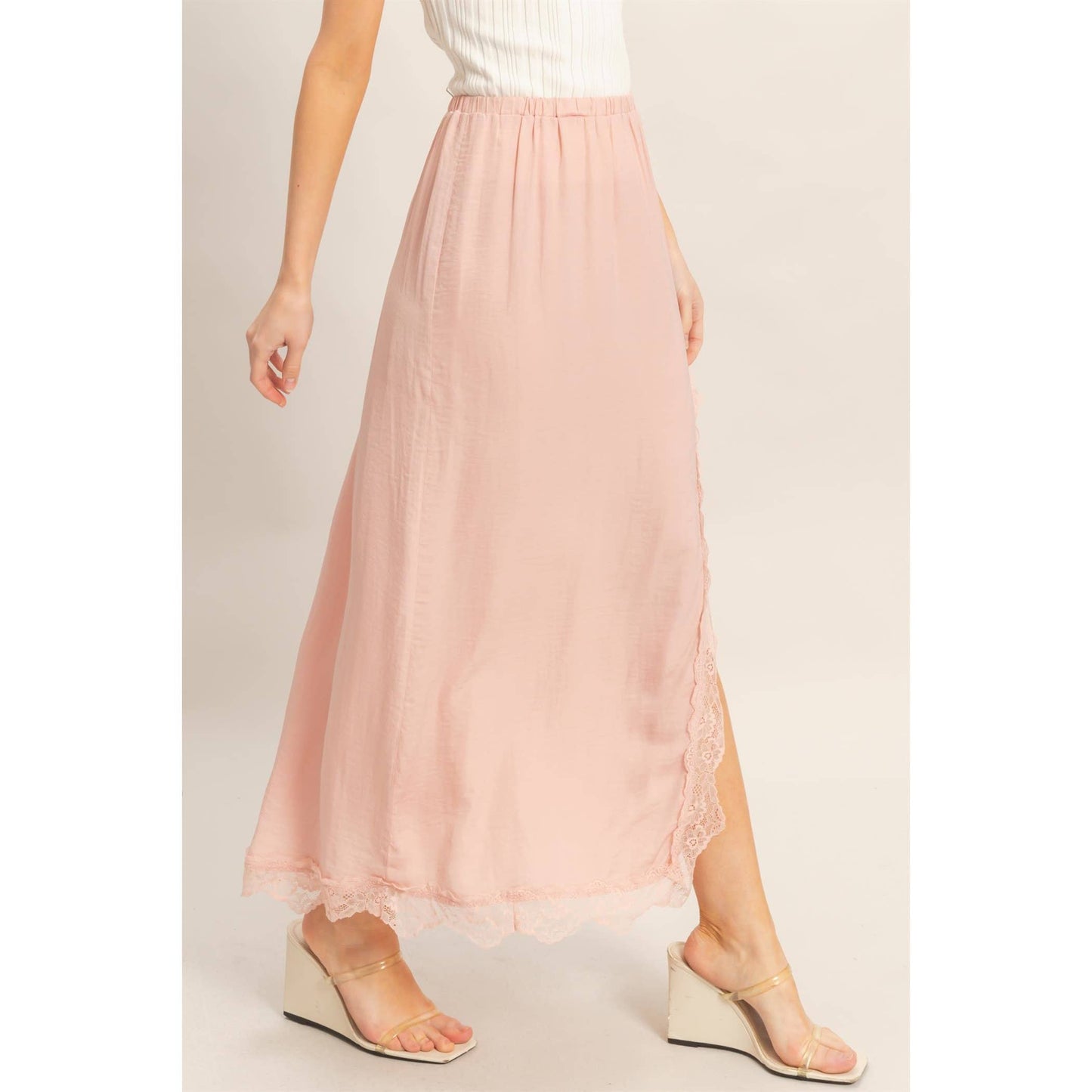 Blush Lace Hem Skirt