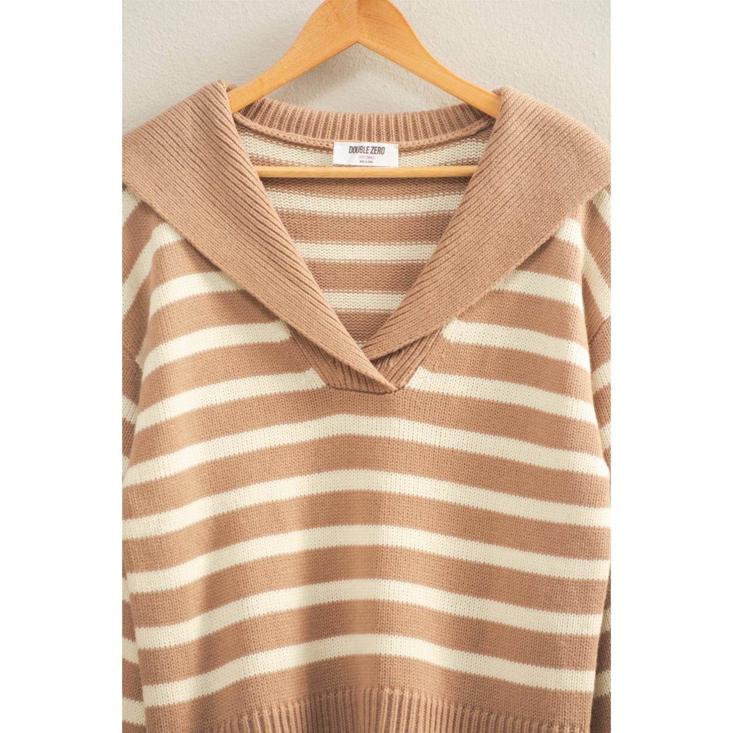 Taupe Striped Sailor Sweater