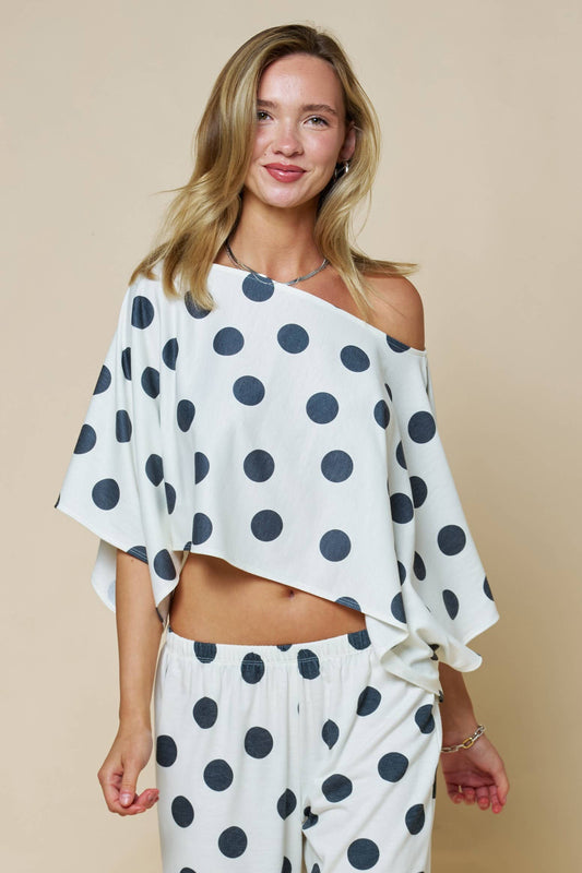 Off Shoulder Polka Dot Crop Top