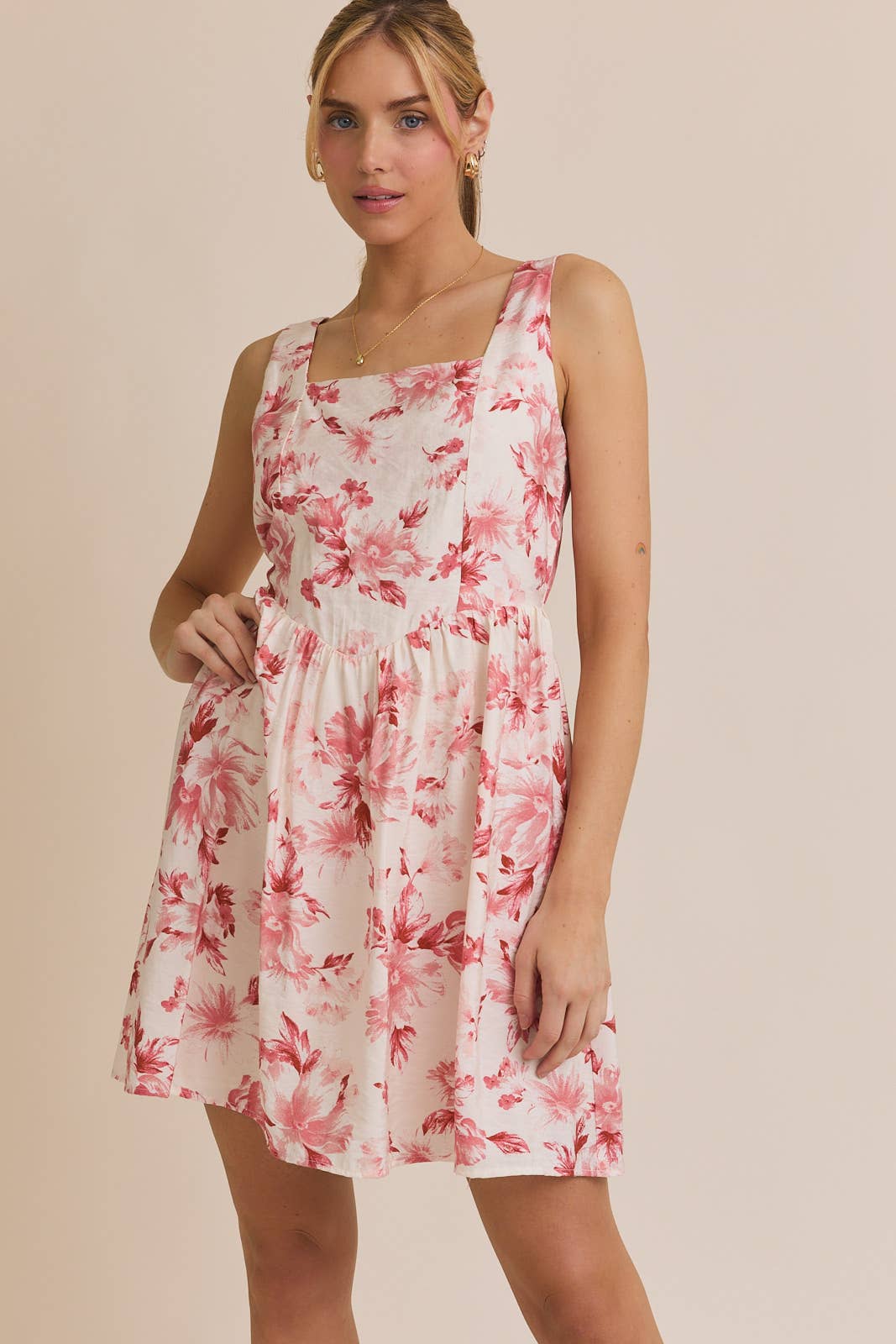 Red Roses Floral Mini Dress