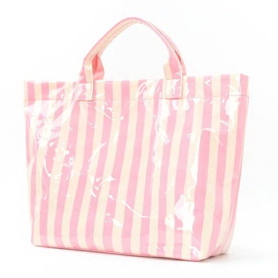 Multicolor Striped Vinyl Tote Bag