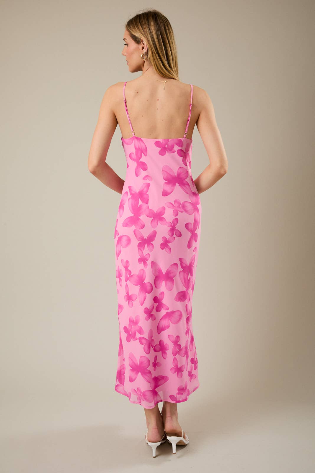 Pink Butterfly Midi Dress