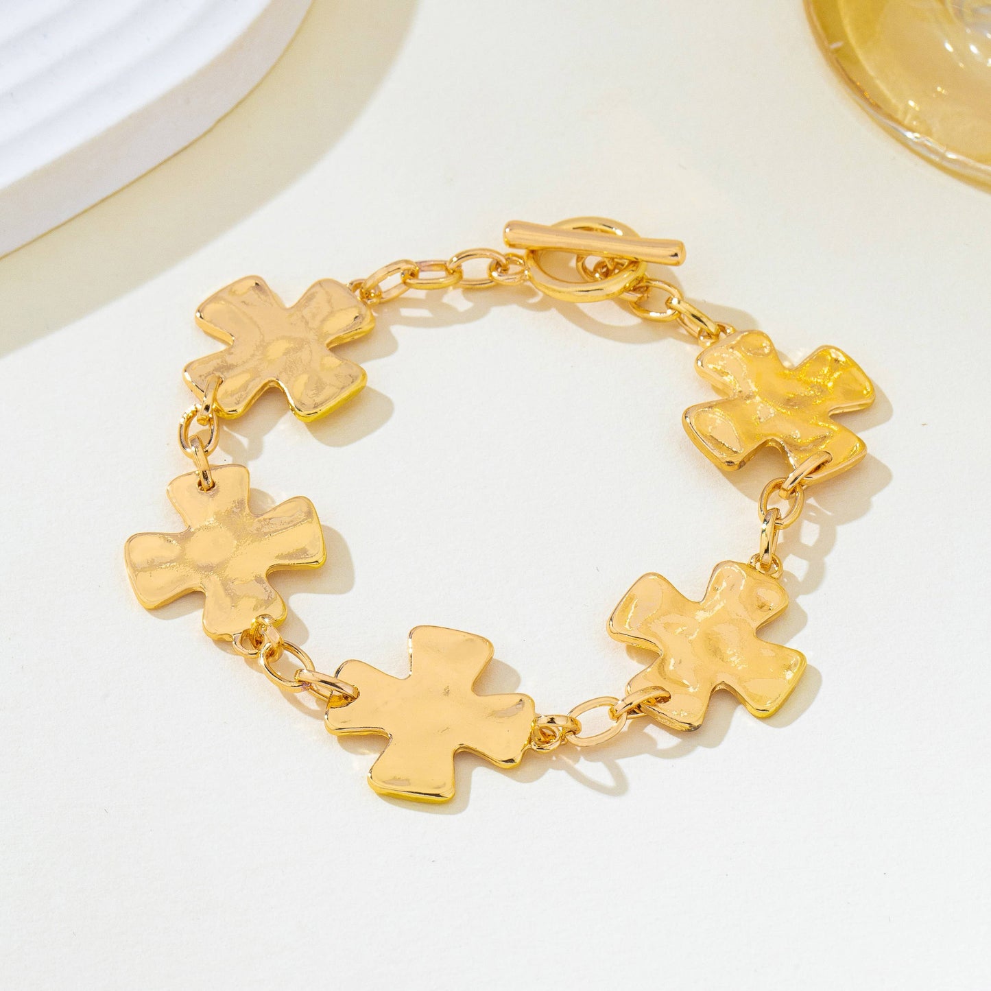 Textured Cross Link Bracelet