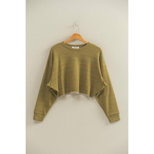 Olive Cropped Crewneck