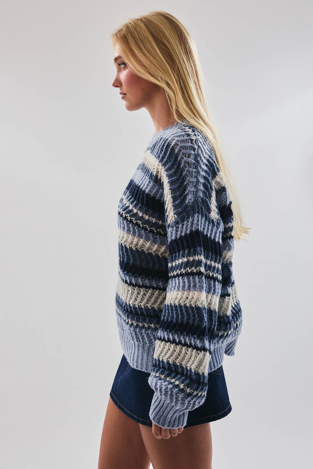 Cozy Blue Striped Sweater