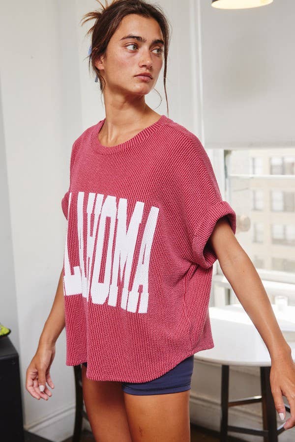 Red Oklahoma Graphic Top