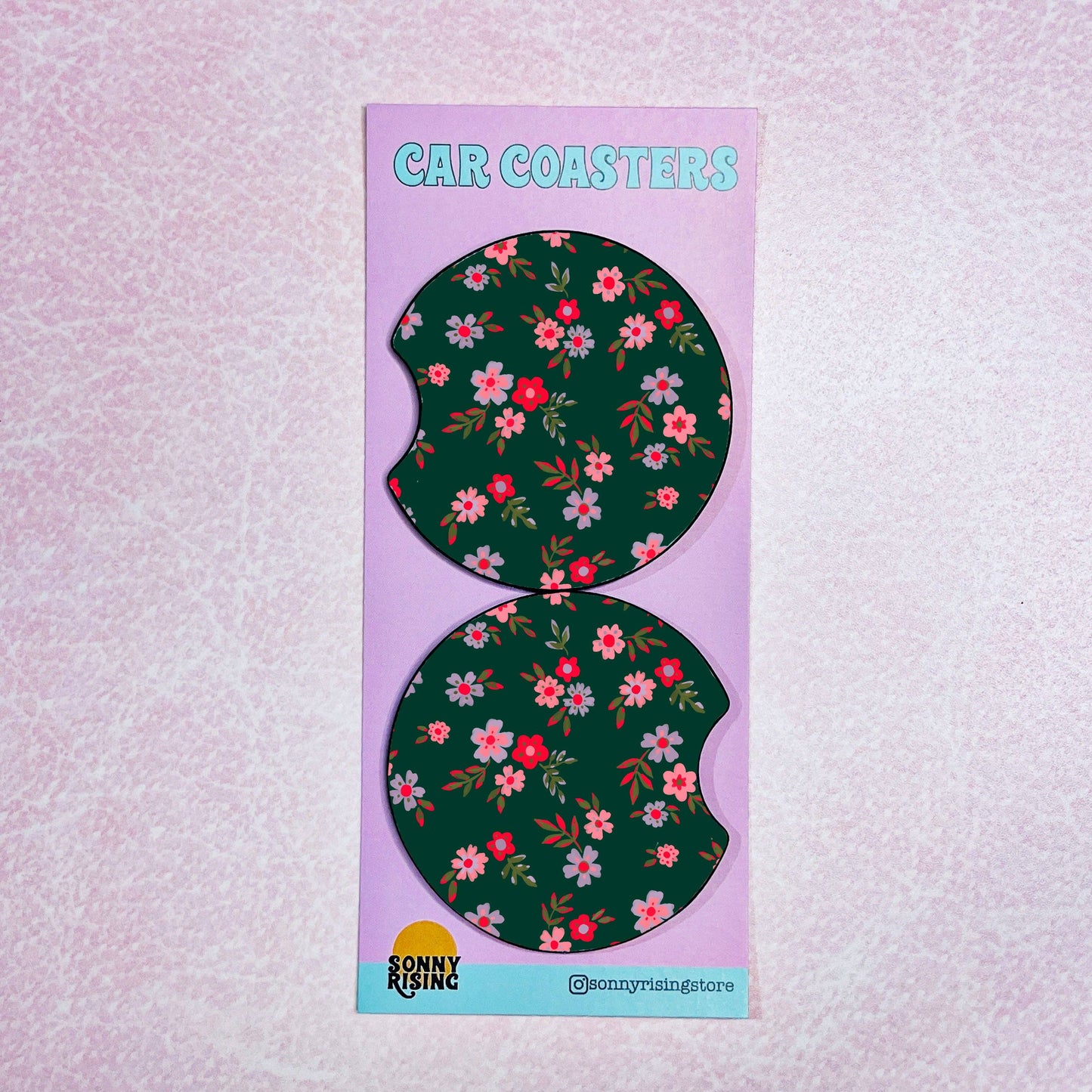 Car Coasters - Green Ditsy