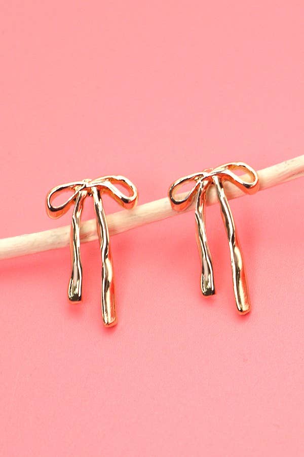 Long Ribbon Stud Earrings