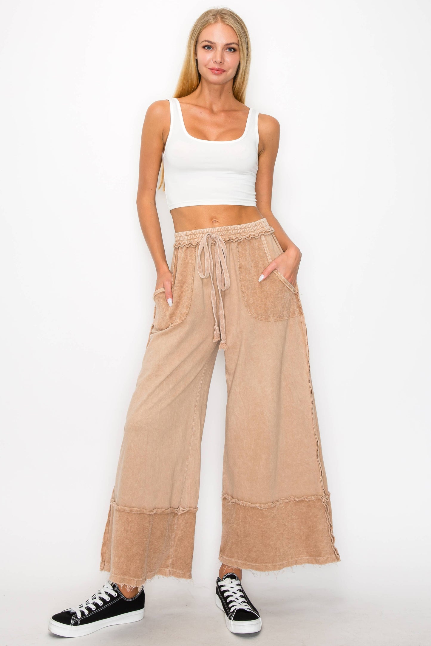 Latte Frayed Pants